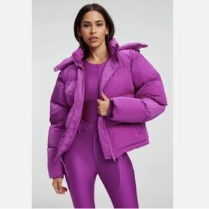 Good American Puffer Coat Iridescent Cropped Jacket women size XS